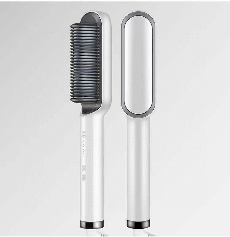 Nueva plancha de pelo 2 en 1, peine caliente, rizador de iones negativos, cepillo eléctrico de doble propósito.