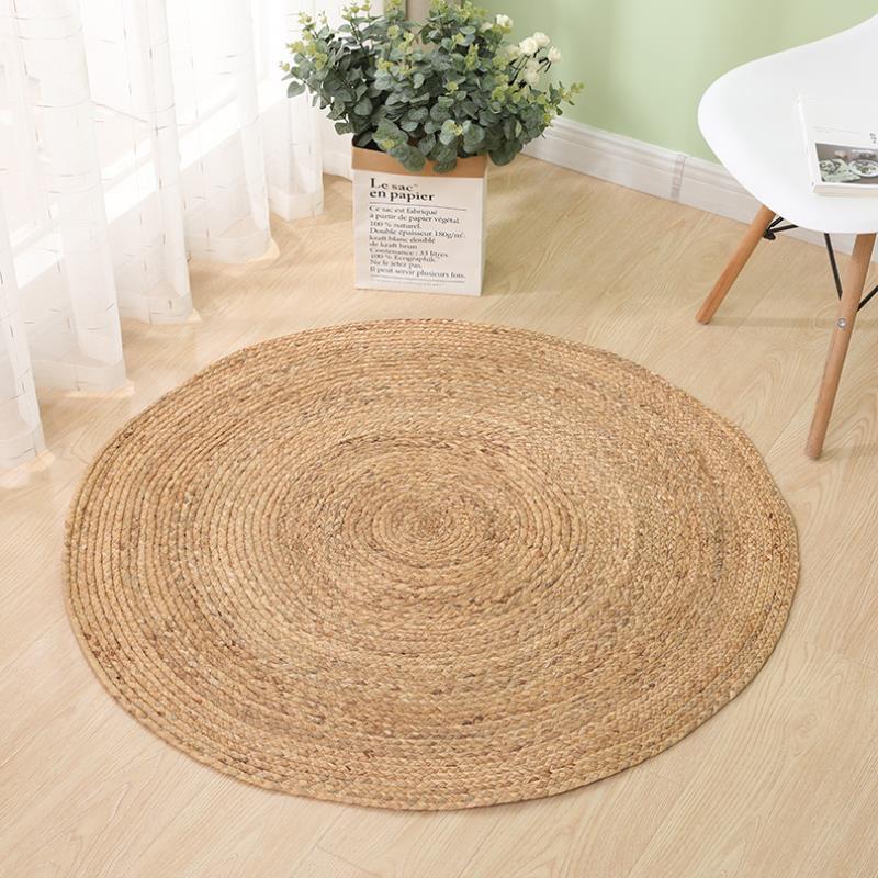 Alfombra Redonda de Ratán | Tapete Tejid para Dormitorio, Mesita de Noche, Sala de Esta