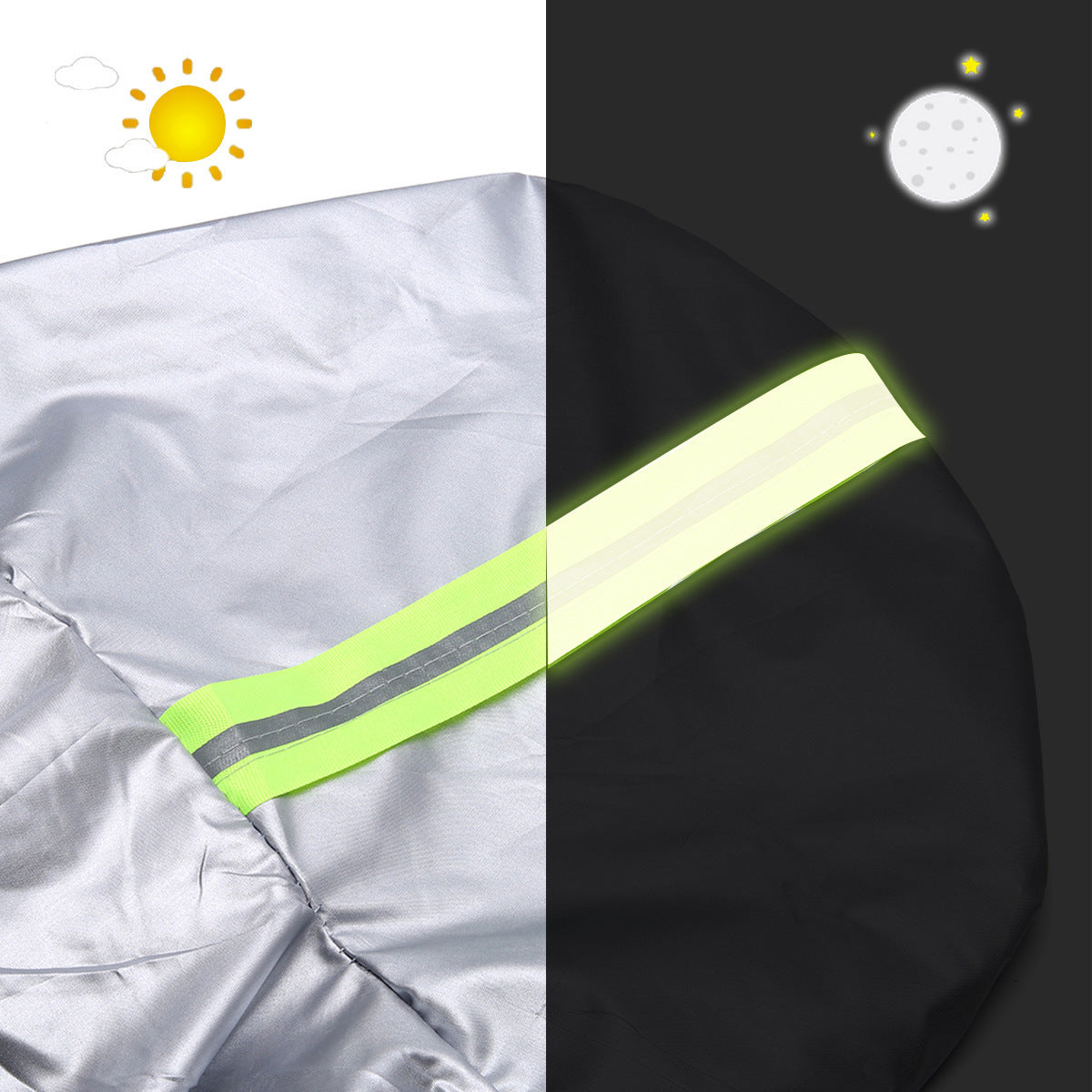 Fundas universales para automóvil de poliéster con protección solar y banda reflectante