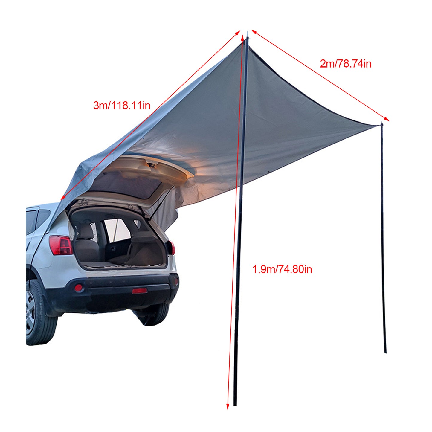 Toldo de para cola de coche, toldo para maletero lateral de coche, tienda de campaña para acampar