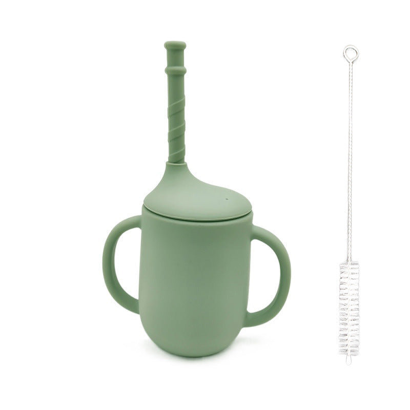 Taza de líquidos para bebé, taza de silicón con bombilla, taza con popote, hermética y a prueba de caídas para bebés