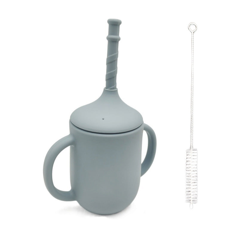 Taza de líquidos para bebé, taza de silicón con bombilla, taza con popote, hermética y a prueba de caídas para bebés