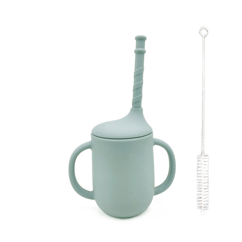 Taza de líquidos para bebé, taza de silicón con bombilla, taza con popote, hermética y a prueba de caídas para bebés