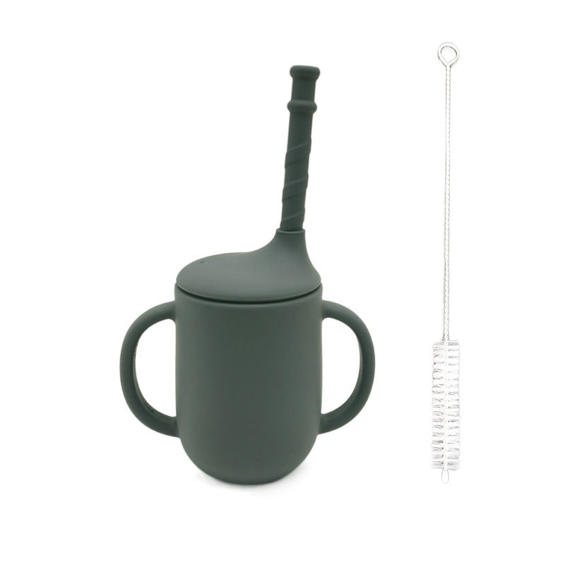 Taza de líquidos para bebé, taza de silicón con bombilla, taza con popote, hermética y a prueba de caídas para bebés