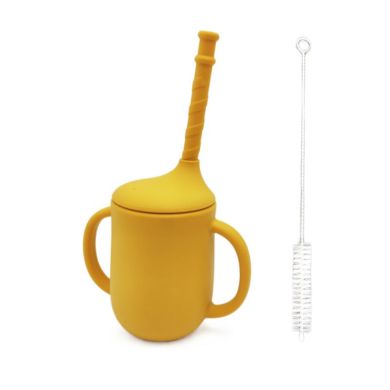 Taza de líquidos para bebé, taza de silicón con bombilla, taza con popote, hermética y a prueba de caídas para bebés