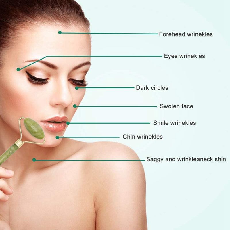 Juego de rodillos de cristal, masajeador de Jade, tablero de raspado facial