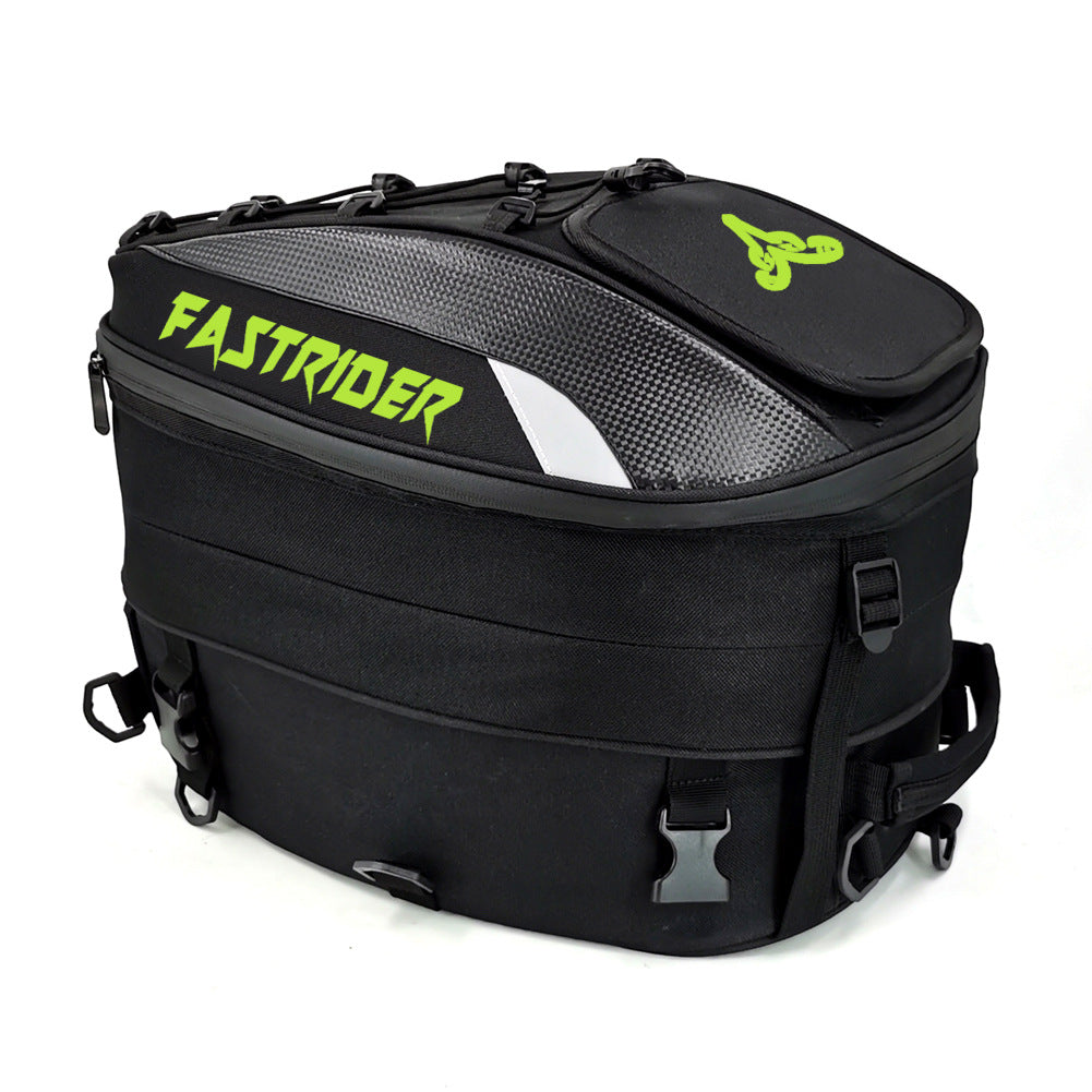 Bolsa de cola de vagón de motocicleta para motociclista de cuero PU de fibra de carbono + tela Oxford expansión 29*30*43cm