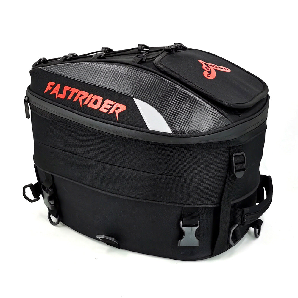 Bolsa de cola de vagón de motocicleta para motociclista de cuero PU de fibra de carbono + tela Oxford expansión 29*30*43cm