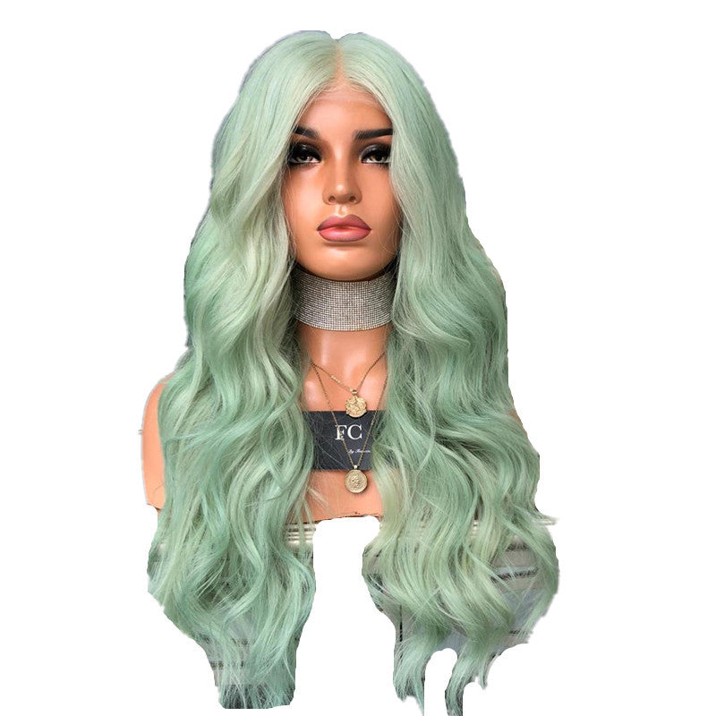 Peluca de pelo sintético para mujeres, pelo rizado verde de excelente calidad