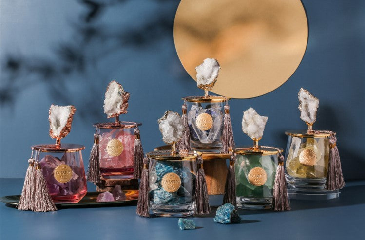 Set de Aromaterapia con Cristales – Aceites Esenciales + Cristales de Bienestar