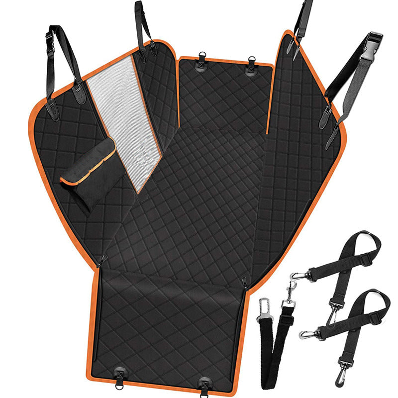 Protector para asiento del automovil para perros, hamaca transportadora de mascotas de malla, Protector de seguridad, alfombrilla para asiento trasero de coche con cremallera y bolsillo para viaje