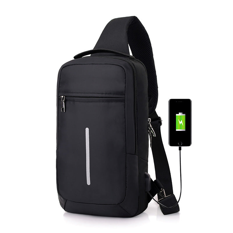 Mochila con vista al frente en el pecho, para carga USB antirrobo 19 cm x 36 cm