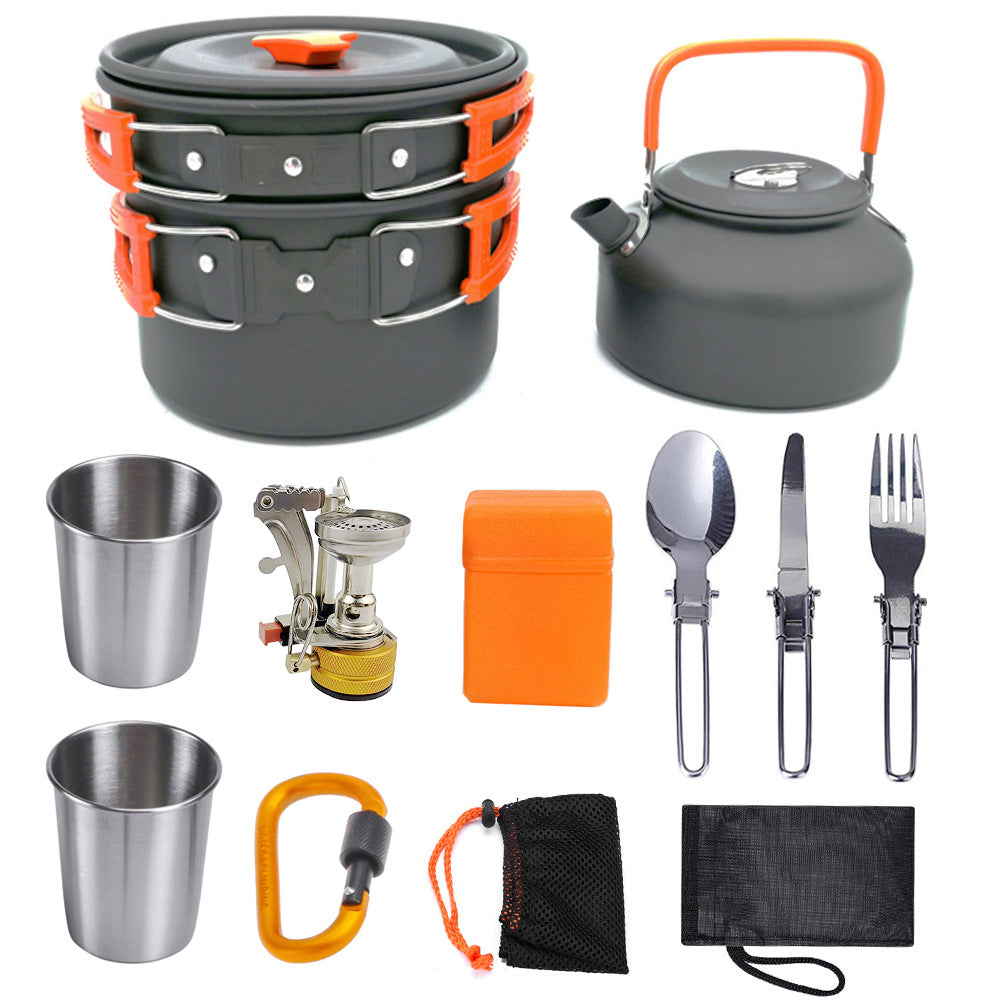 Estufa de camping portátil alta calidad, equipo completo para el fuego para 2 o 3 personas
