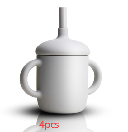 Diseño de taza de silicona, taza de alimentación de bebé, botella de agua con popote, taza para sorber de silicona
