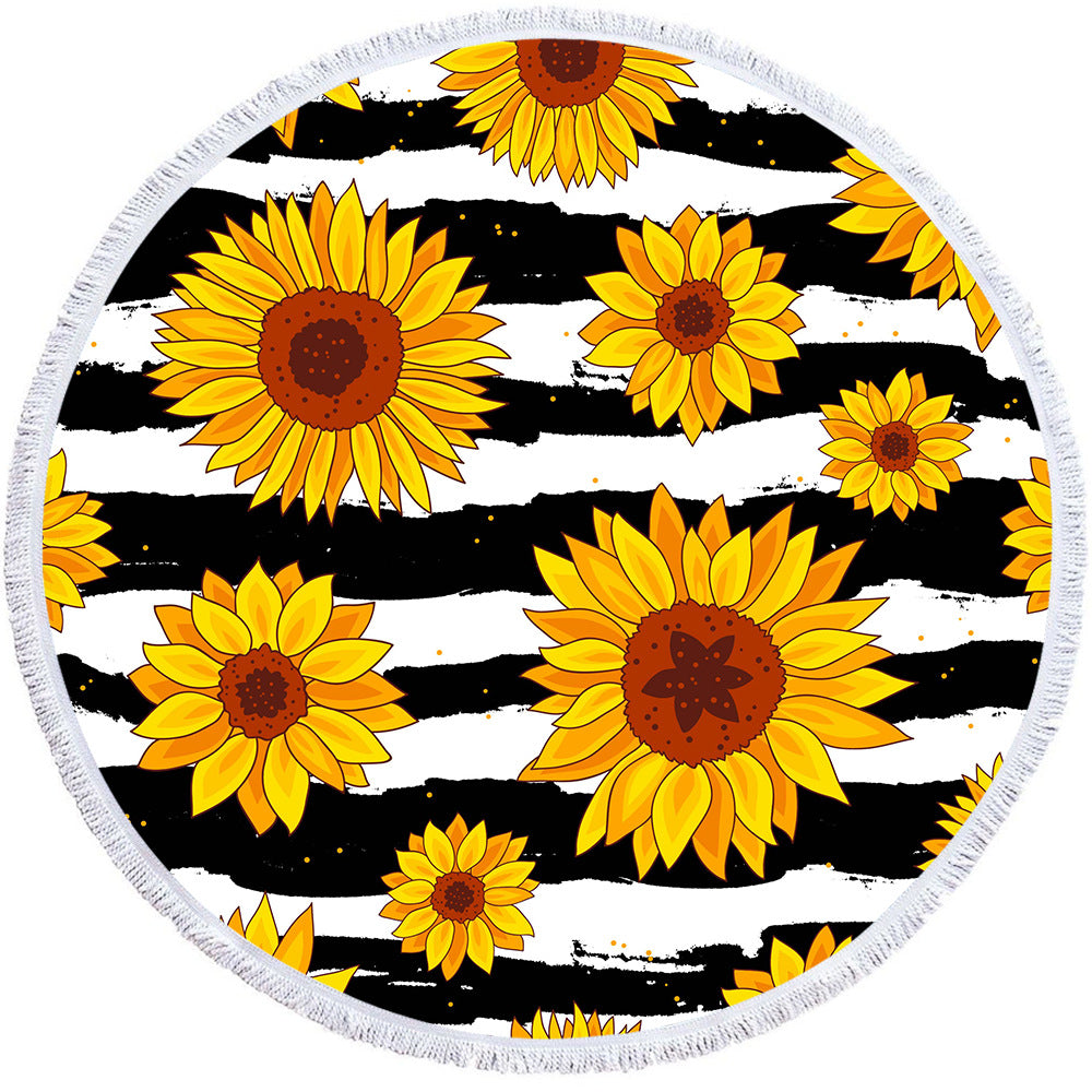 Toalla de playa con motivo de girasoles; toalla radiante campo de flores, fresca, limpia, no retiene suciedad y fácil de lavar