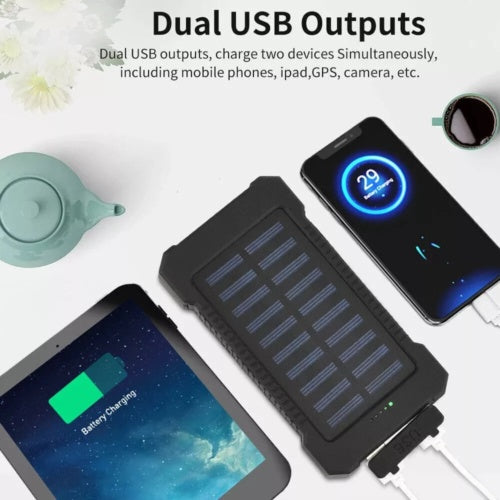 Cargador portátil supercargador solar con 2 USB y linternas LED de 30 000 mAh