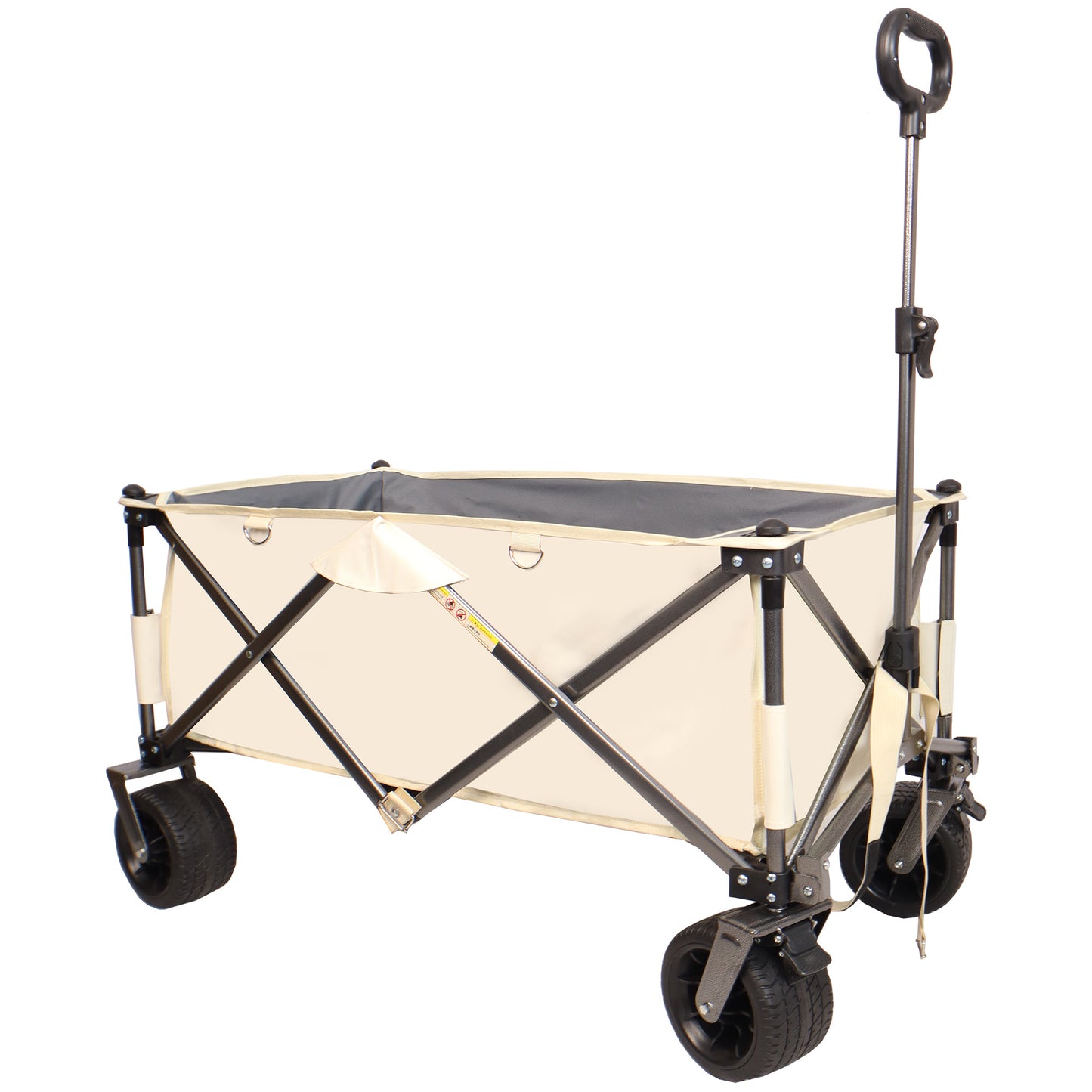 Carro plegable, práctico y resistente para la playa, con ruedas grandes, asas ajustables y portavasos
