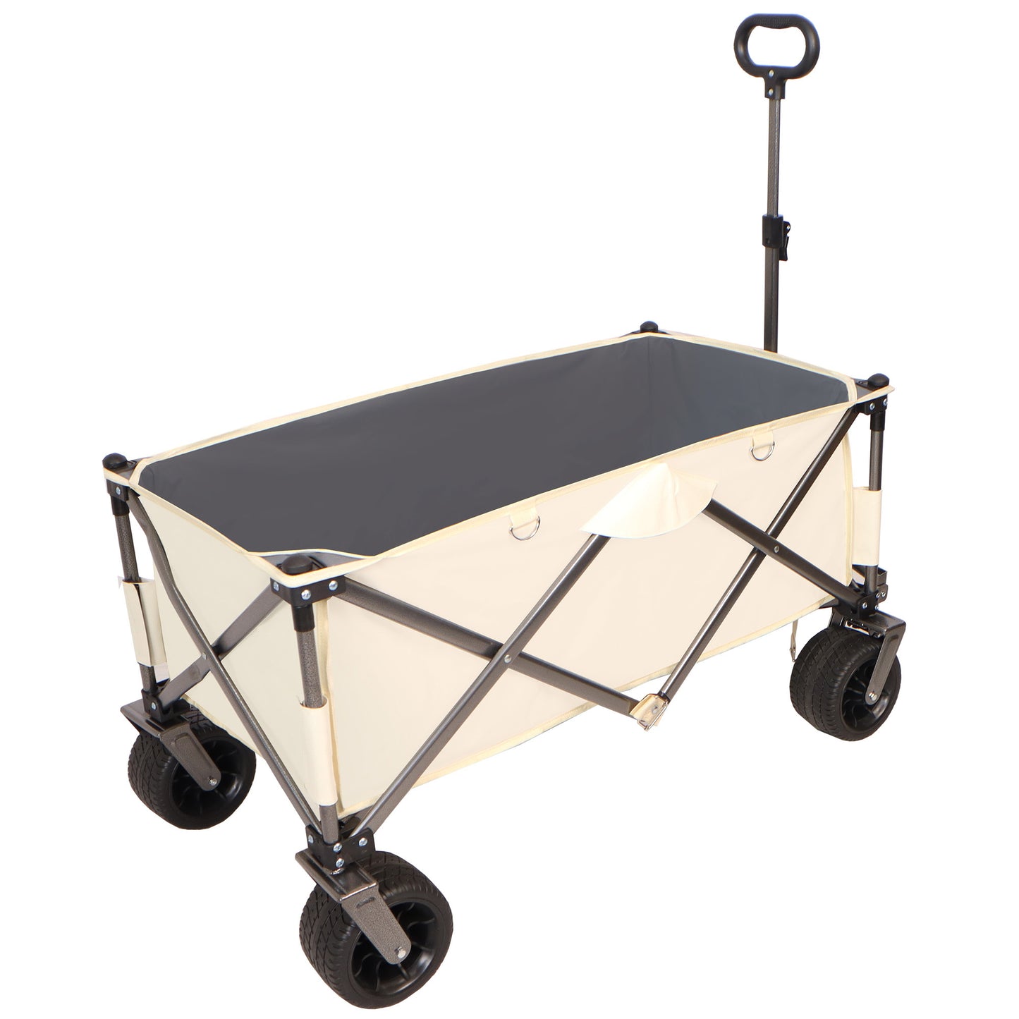 Carro plegable, práctico y resistente para la playa, con ruedas grandes, asas ajustables y portavasos