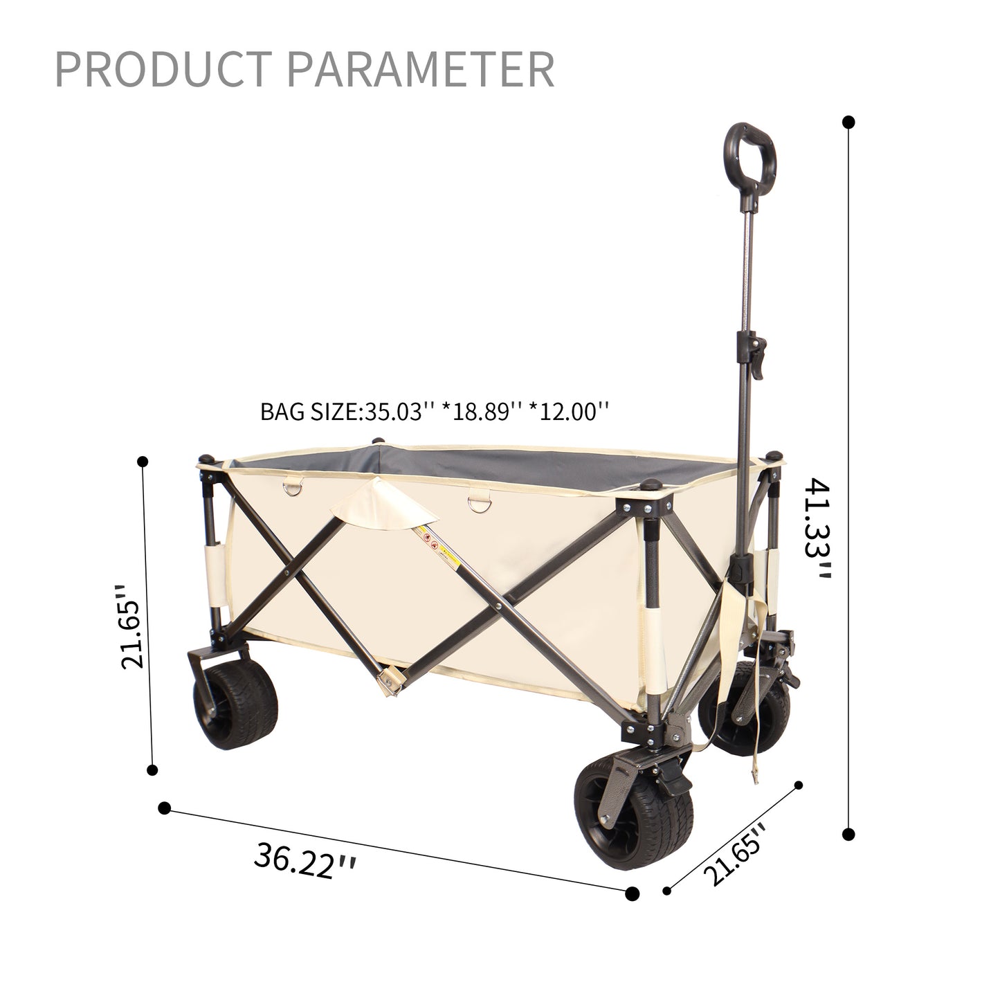 Carro plegable, práctico y resistente para la playa, con ruedas grandes, asas ajustables y portavasos