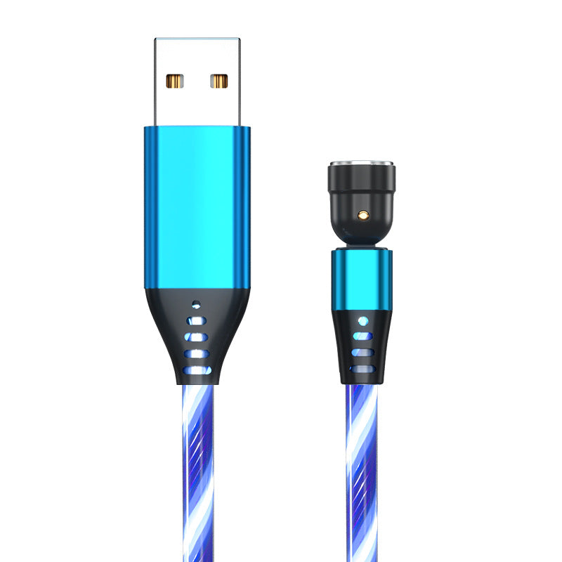 Cable magnético luminoso giratorio, Cable de carga rápida para teléfono móvil, LED, Micro USB, Cable de teléfono celular