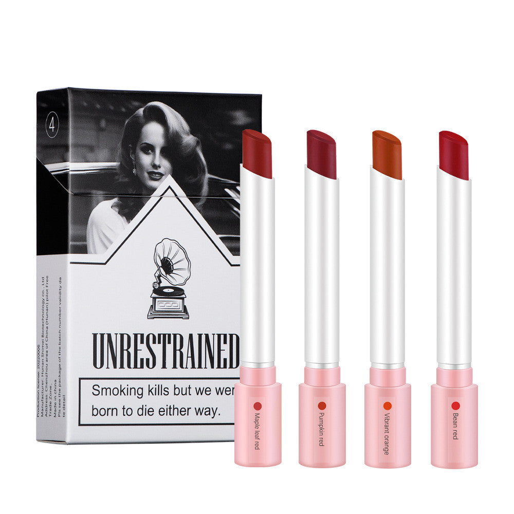 Juego de lápiz labial largo mate, 4 colores mate de duración, resistente al agua con vitamina E