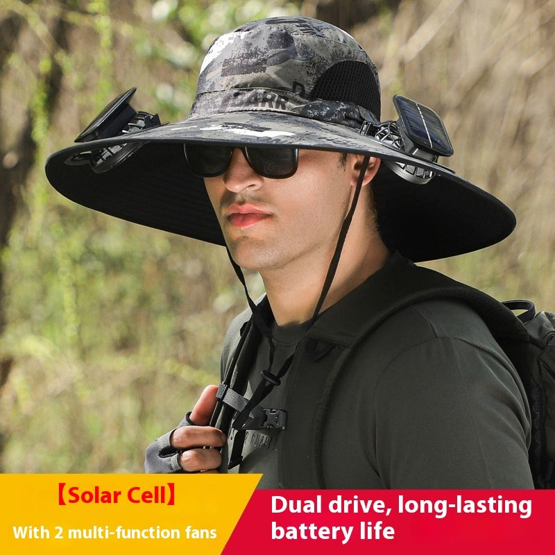 Sombrero con Doble Ventilador Solar – Anti-Calor, Impermeable y Transpirable