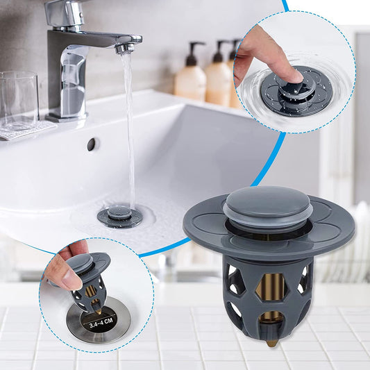 Escurridor de galvanoplastia para lavabo, núcleo de rebote, cabezal universal, tapón a prueba de fugas, lavabo de piscina, núcleo de cobre, tapón con fugas tipo empuje