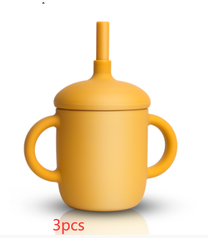 Diseño de taza de silicona, taza de alimentación de bebé, botella de agua con popote, taza para sorber de silicona