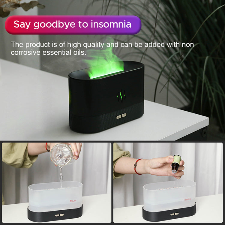 Humidificador de llama ultrasónico USB, difusor de Aroma de llama de fuego de aceite esencial colorido Led RGB