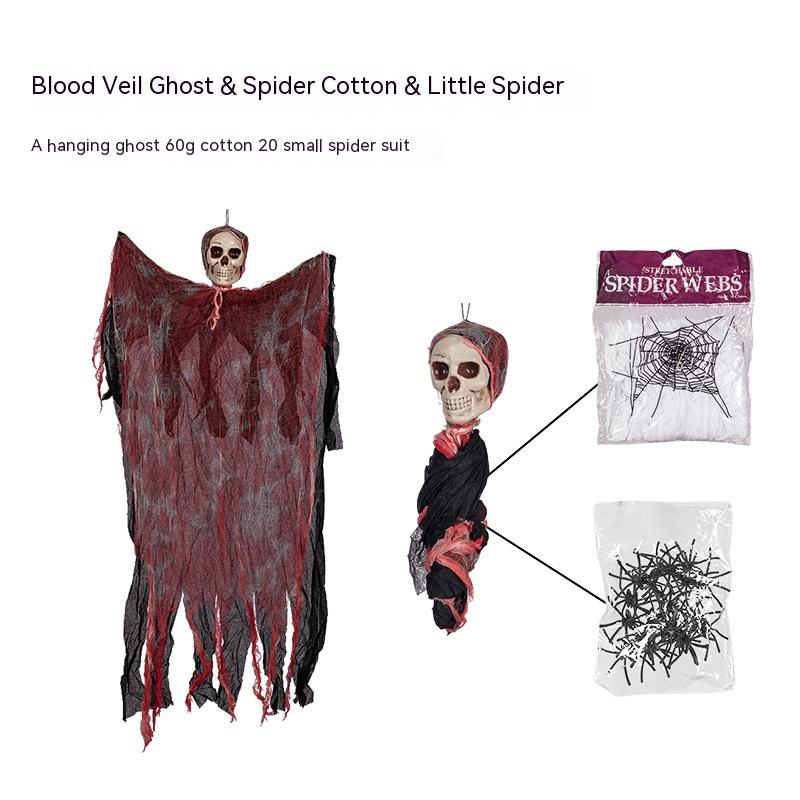 Colgante de fantasma para Halloween, colgantes de calavera de terror con sangre teñida para fiesta de Halloween, Patio, césped, ventana, decoración de la casa
