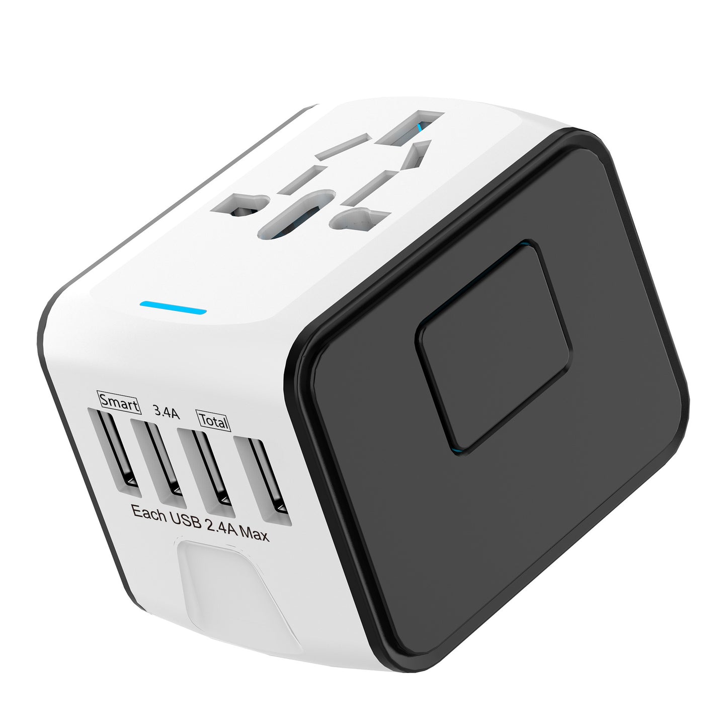 Base de carga multifuncional para viajes con 4 puertos USB y convertidor
