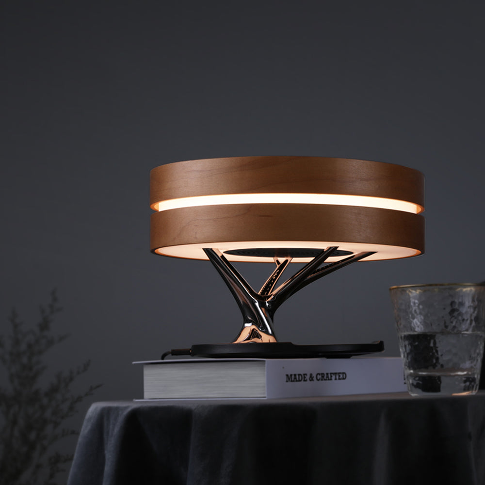 Altavoz redondo inteligente con Bluetooth para música, lámpara con WiFi, árbol circular de luz Led, carga inalámbrica para sala de estar