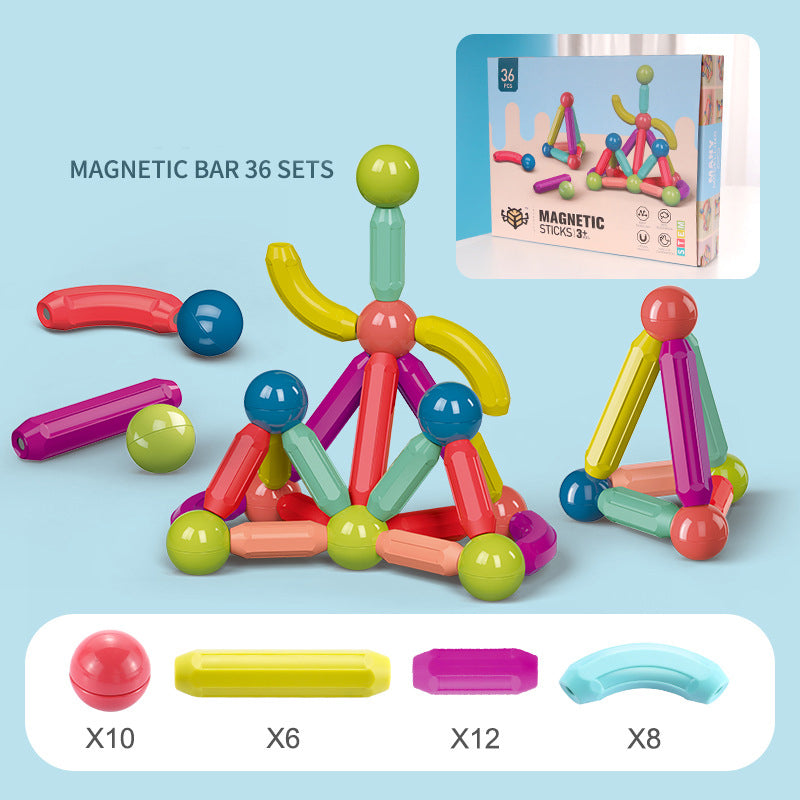Juguetes para bebés, palo magnético, juego de bloques de construcción, juego de imanes
