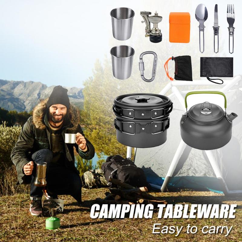 Estufa de camping portátil alta calidad, equipo completo para el fuego para 2 o 3 personas