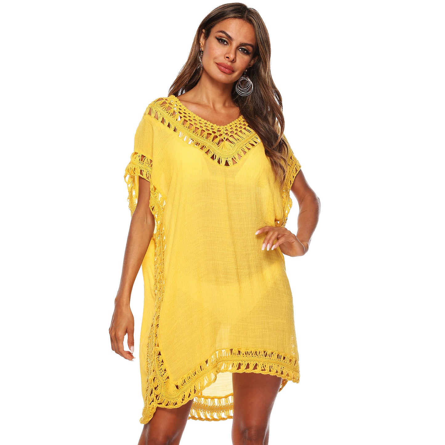 Blusa de playa, calada en hilos tejidos con diseño sensual, calado y entrelazado para tu outfit de playa