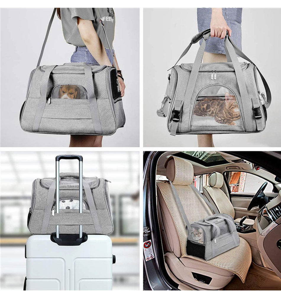 Bolso Transportador para Mascotas 10kg – Bandolera Plegable con Refuerzo Interno | Viajes y Exterior