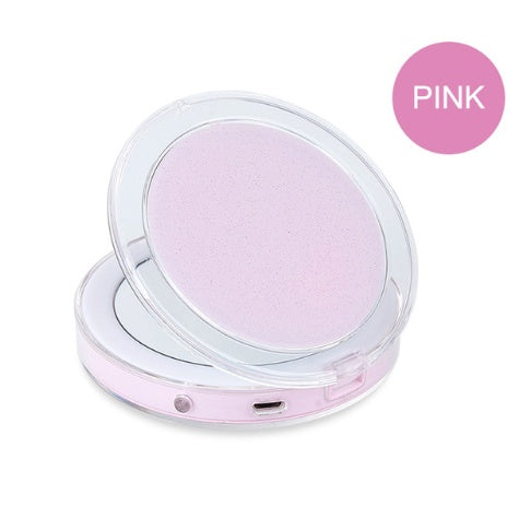 Mini espejo de maquillaje con luz LED SK88, triple aumento portátil