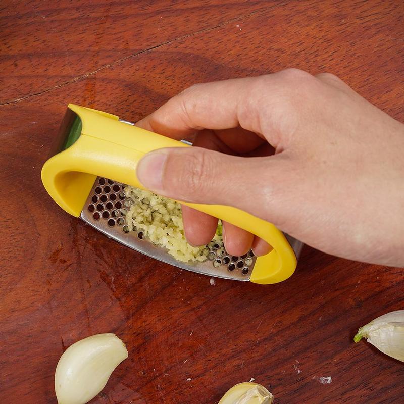 Trituradora de ajo de acero inoxidable, prensa de ajo, Manual para el hogar, herramientas curvas para frutas y verduras, utensilios de cocina,