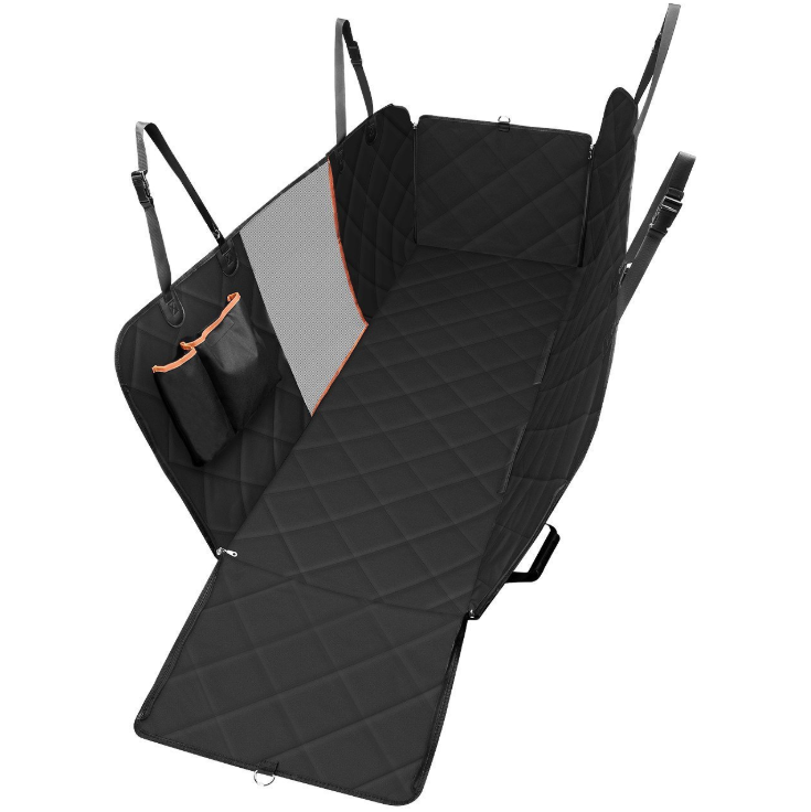 Protector para asiento del automovil para perros, hamaca transportadora de mascotas de malla, Protector de seguridad, alfombrilla para asiento trasero de coche con cremallera y bolsillo para viaje