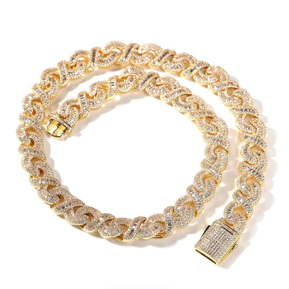Bellisimo Collar Hip Hop Moda Cobre Con Incrustaciones De Circón 12 MM piedra brillante, elegante y delicada.