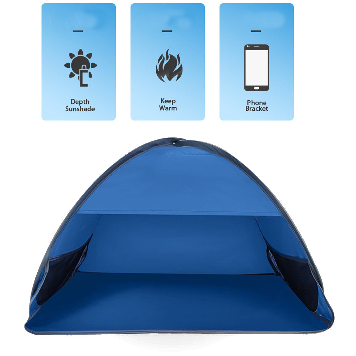 Tienda de campaña con sombra para la playa, Refugios para el sol, refugios para camping, toldo portátil, toldo resistente al viento y a prueba de arena (azul zafiro, M)