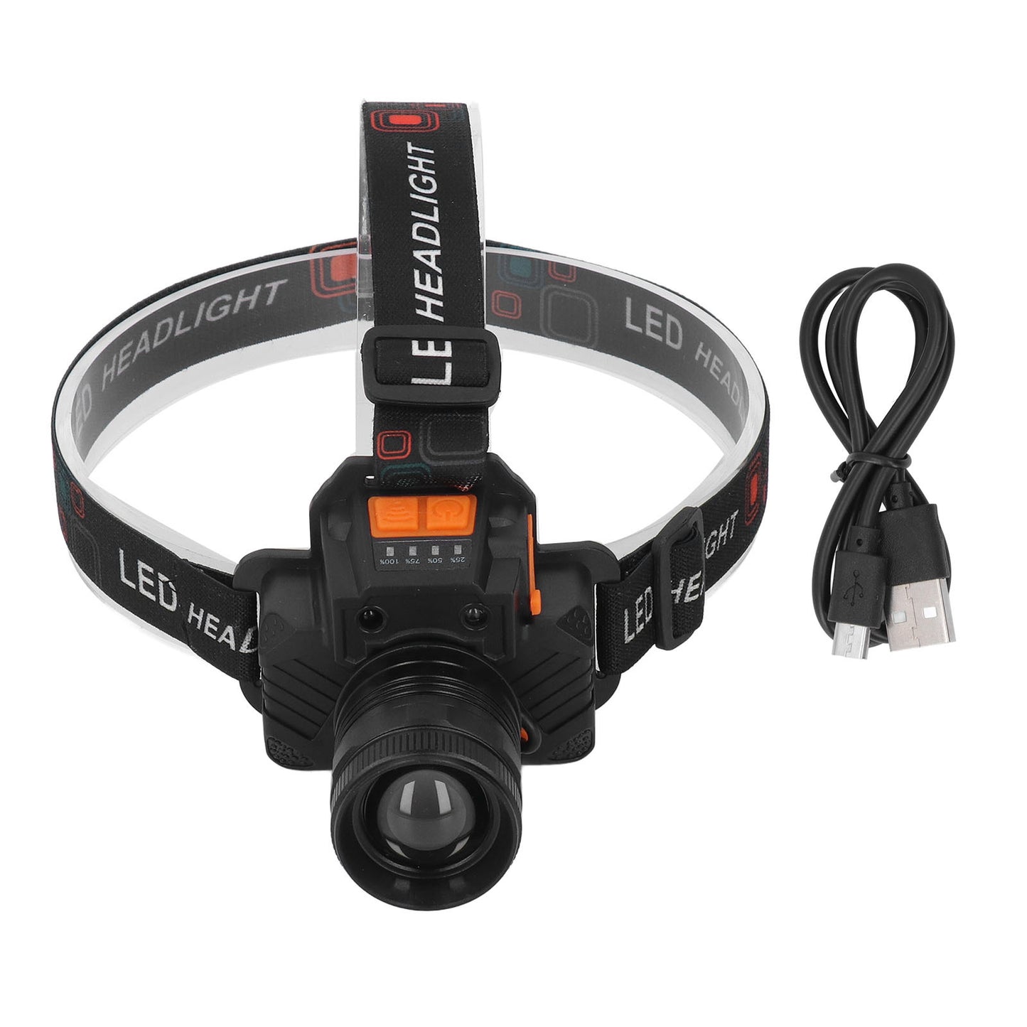 Linterna frontal recargable por USB con 3 modos de luz, lente LED de 1500 lm
