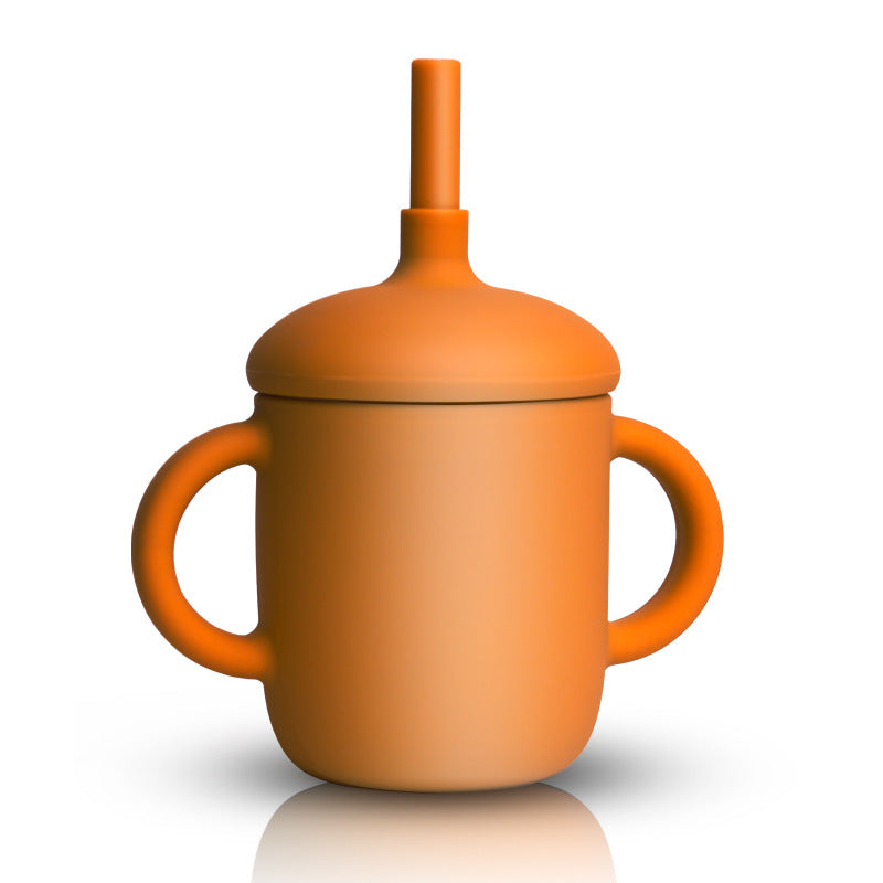 Diseño de taza de silicona, taza de alimentación de bebé, botella de agua con popote, taza para sorber de silicona