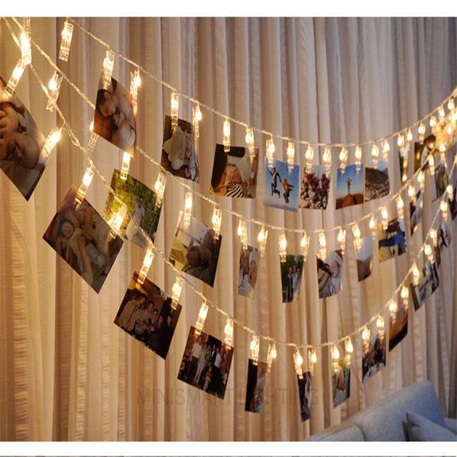 Guirnalda de luces LED para portafotos; Cuelga tus fotos en esa hermosa tira de luces, guirnalda de luces con ganchos para fotos