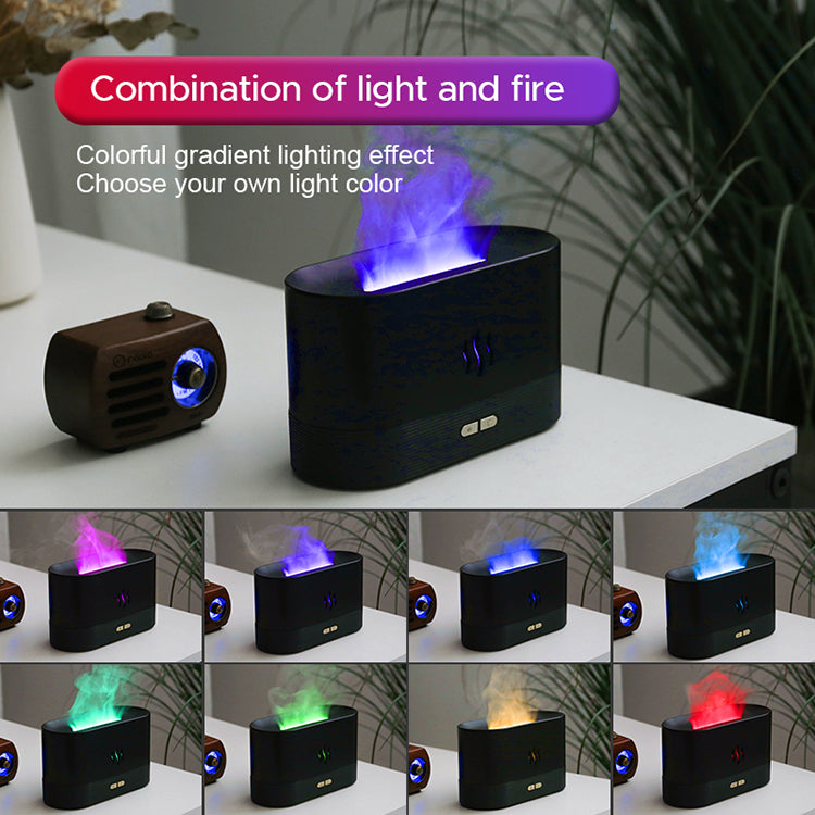 Humidificador de llama ultrasónico USB, difusor de Aroma de llama de fuego de aceite esencial colorido Led RGB