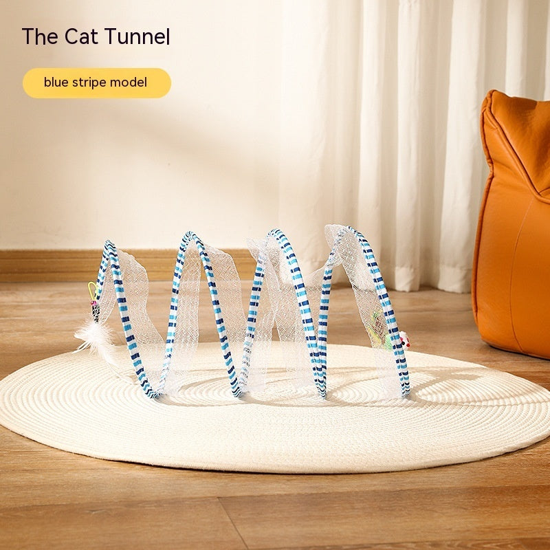 Túnel plegable para gatos tipo S, juguete de primavera, túnel para ratón