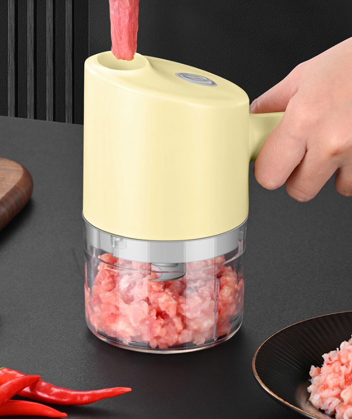 Mini picadora de alimentos, para hacer carne molida, rebanadora portátil de mano, prensa de ajo eléctrica inalámbrica, rebanadora auto limpiante para verduras, carnes y más.