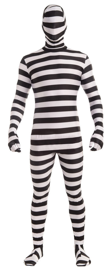 Disfraz Uniforme de prisión blanco y negro de Halloween