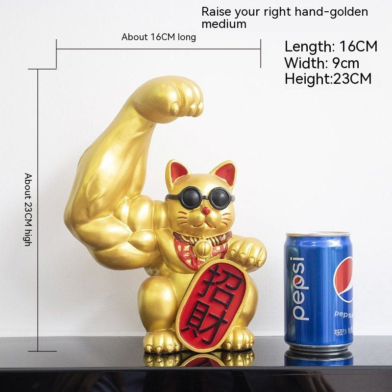 Gato de la Suerte Musculoso | Fuerza y Prosperidad