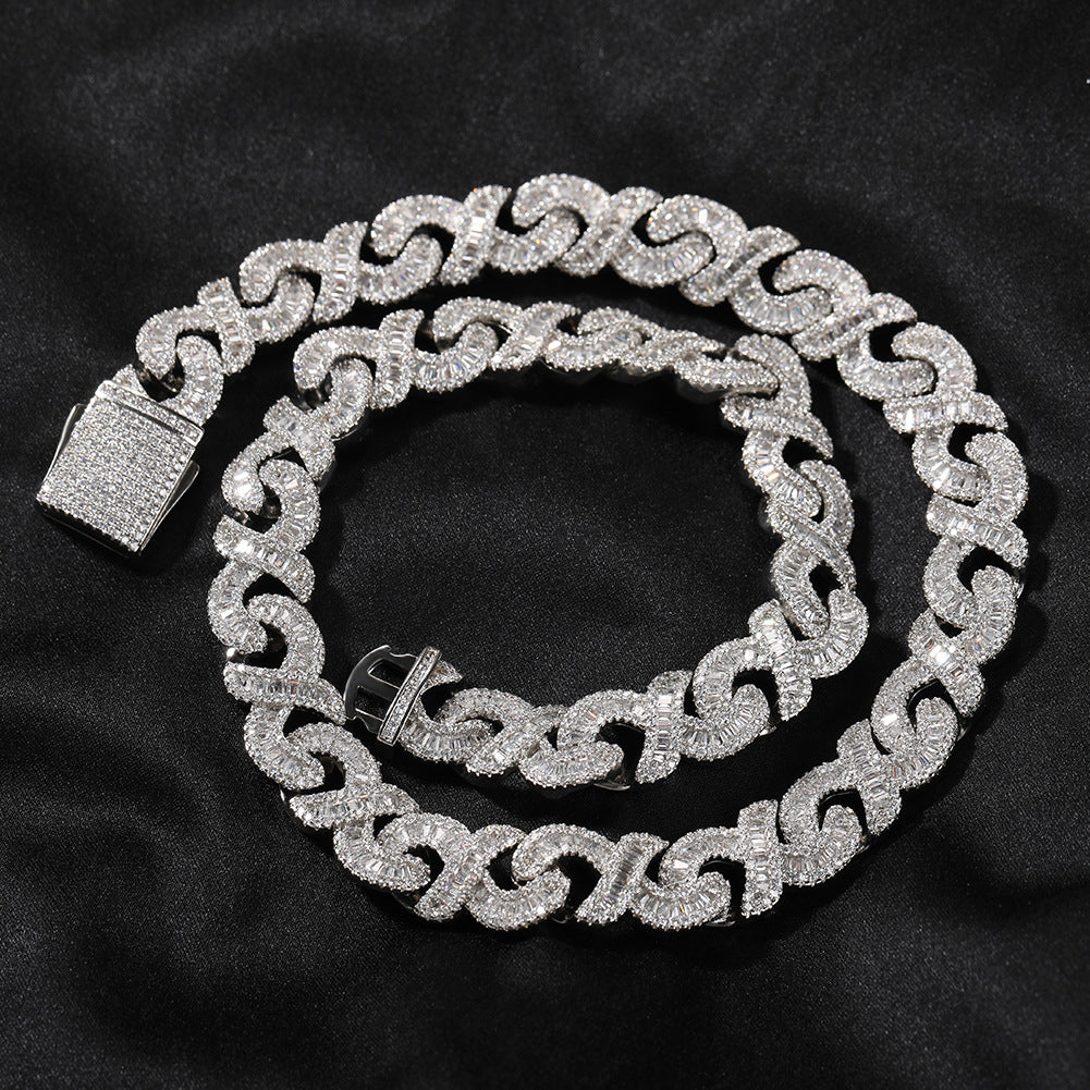 Bellisimo Collar Hip Hop Moda Cobre Con Incrustaciones De Circón 12 MM piedra brillante, elegante y delicada.